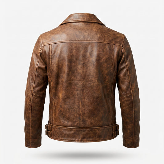 Men’s Brown Distressed Biker Leather Jacket – Timeless Vintage Style