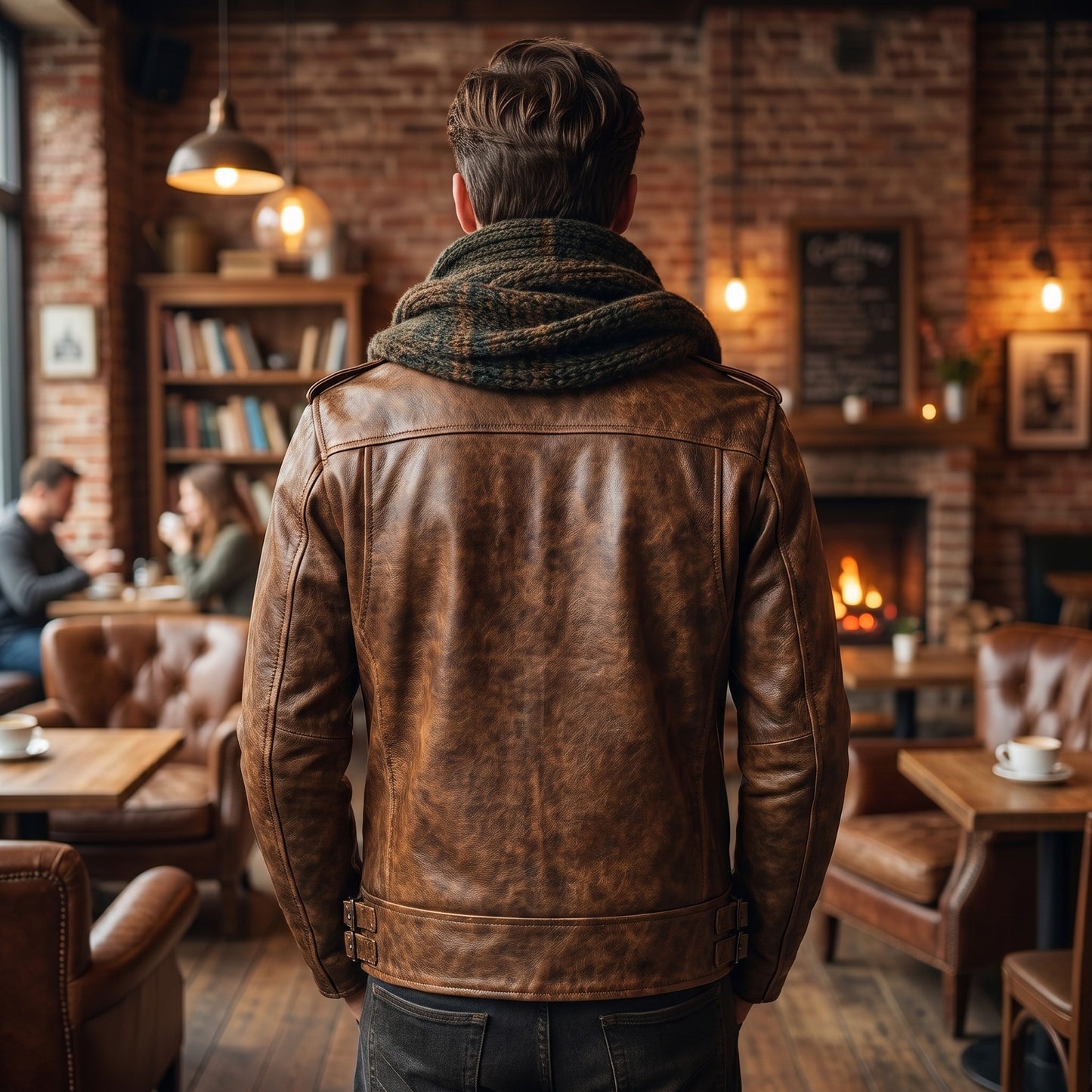 Men’s Brown Distressed Biker Leather Jacket – Timeless Vintage Style