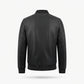 Men's Black Leather Bomber Jacket | Premium Genuine Leather Biker Jacket with Ribbed Cuffs & Zip Pocket
