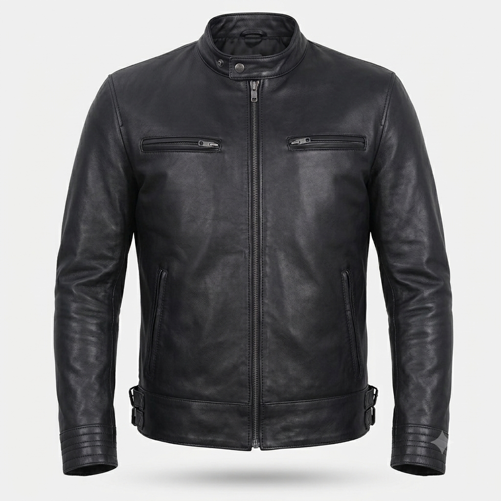 Men’s Black Racer Leather Jacket – Premium Modern Outerwear