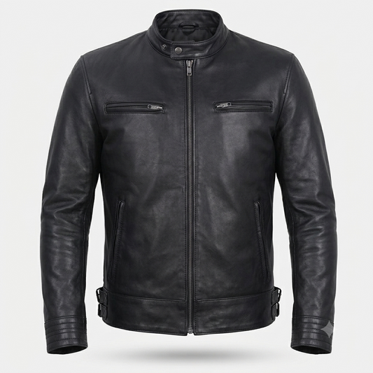 Men’s Black Racer Leather Jacket – Premium Modern Outerwear