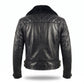 Men's Black Leather Biker Jacket with Fur Collar | Genuine Leather Motorcycle Jacket