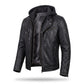 Men's Black Hooded Leather Biker Jacket – Premium Motorcycle Leather Jacket with Removable Hoodie