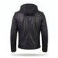 Men's Black Hooded Leather Biker Jacket – Premium Motorcycle Leather Jacket with Removable Hoodie