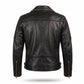 Men's Black Leather Biker Jacket with Yellow Racing Stripe | Genuine Leather Motorcycle Jacket