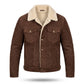 Men's Brown Shearling Leather Trucker Jacket – Premium Sherpa Lined Winter Leather Coat