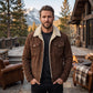 Men's Brown Shearling Leather Trucker Jacket – Premium Sherpa Lined Winter Leather Coat