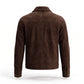 Men's Brown Suede Trucker Jacket | Genuine Leather Zip-Up Jacket