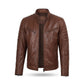 Men’s Classic Brown Racer Leather Jacket – Timeless Motorcycle Style