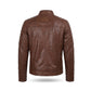 Men’s Classic Brown Racer Leather Jacket – Timeless Motorcycle Style