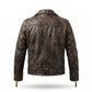 Men's Distressed Brown Leather Motorcycle Jacket | Belted Biker Jacket