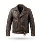 Men's Distressed Brown Leather Motorcycle Jacket | Belted Biker Jacket