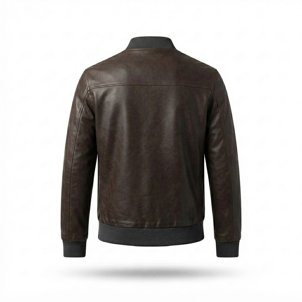 Men's Bomber Jacket | Classic Ribbed Collar Zip-Up with Snap Pockets