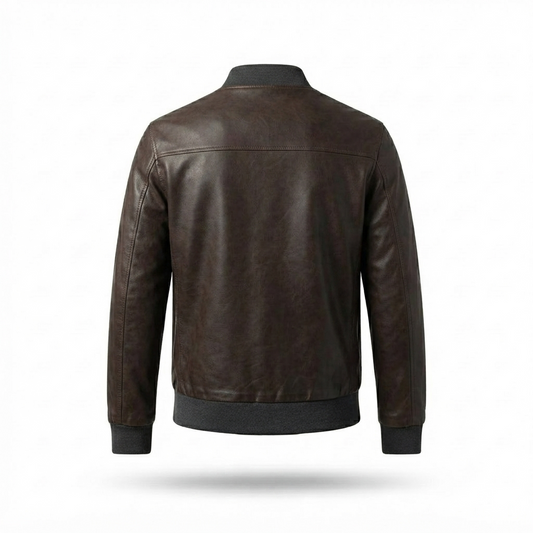 Men's Bomber Jacket | Classic Ribbed Collar Zip-Up with Snap Pockets