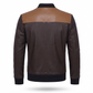 Men's Two-Tone Brown Leather Bomber Jacket | Contrast Shoulder Panel Zip-Up Jacket