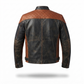 Men's Black & Tan Distressed Leather Jacket | Quilted Shoulder Racer Jacket with Snap Cuffs