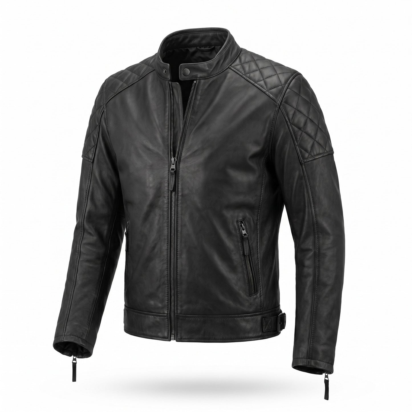 Men’s Matte Black Motorcycle Leather Jacket – Timeless Style