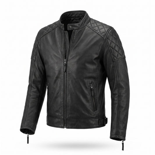 Men’s Matte Black Motorcycle Leather Jacket – Timeless Style