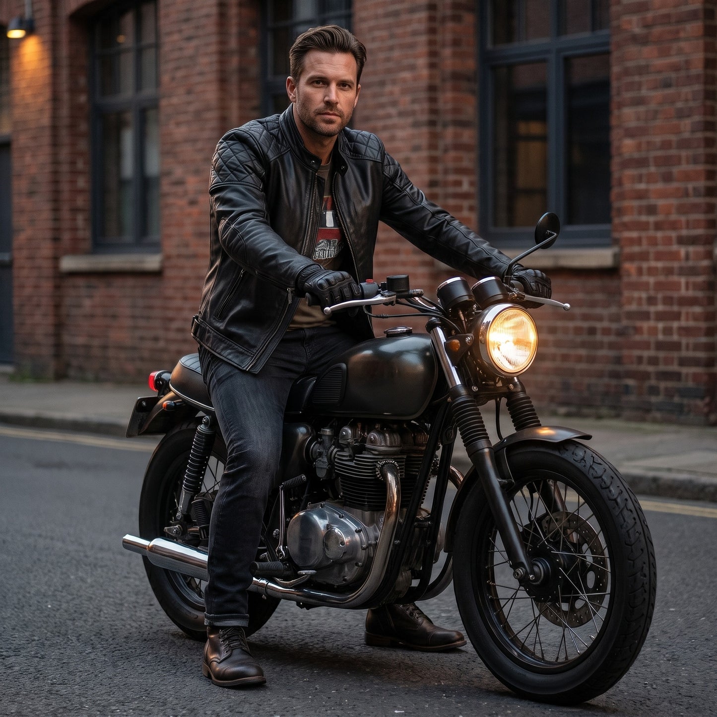 Men’s Matte Black Motorcycle Leather Jacket – Timeless Style