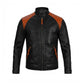 Men's Black Leather Racer Jacket | Two-Tone Biker Jacket with Quilted Tan Shoulders