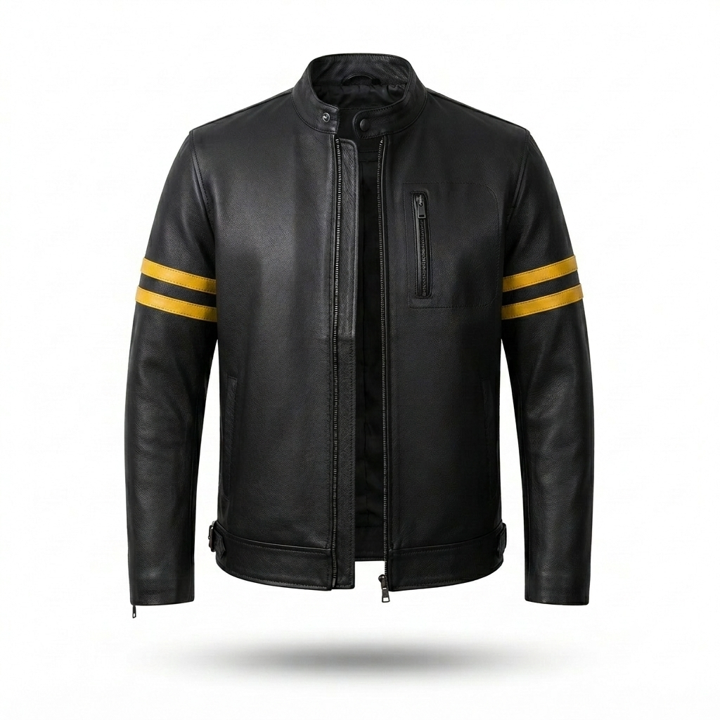 Men’s Slim Fit Motorcycle Leather Jacket – Modern Classic Design