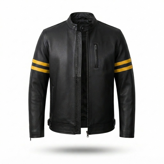 Men’s Slim Fit Motorcycle Leather Jacket – Modern Classic Design