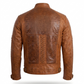 Men’s Classic Tan Racer Leather Jacket – Timeless Motorcycle Style