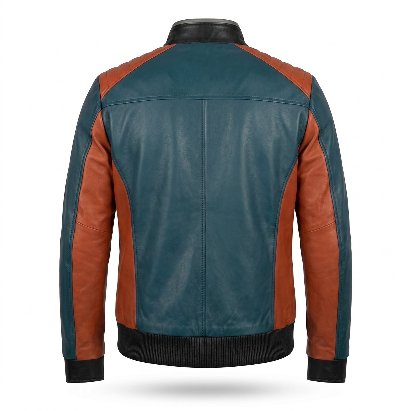 Premium Real Leather Moto Jacket for Men | Two-Tone Racer Design – Slim Fit