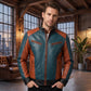 Premium Real Leather Moto Jacket for Men | Two-Tone Racer Design – Slim Fit