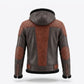 Men's Two-Tone Brown & Grey Hooded Leather Jacket | Genuine Leather Biker Jacket with Fur Hood