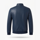 Men's Leather Bomber Jacket | Snap-Collar Zip-Up Jacket with Chest Pocket