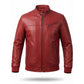 Men's Leather Racer Jacket | Classic Zip-Up Biker Jacket with Chest Pocket