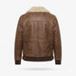 Men's Brown Leather Aviator Jacket | Shearling B-3 Bomber with Cream Fur Collar
