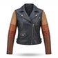 Men's Black Leather Biker Jacket | Ombre Colorblock Sleeves Moto Jacket