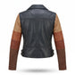 Men's Black Leather Biker Jacket | Ombre Colorblock Sleeves Moto Jacket