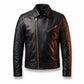Men's Black Leather Jacket | Quilted Shoulder & Elbow Panel Jacket with Gold Hardware