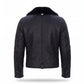 Men's Black Shearling Leather Jacket with Fur Collar | Genuine Aviator Biker Jacket