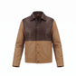 Men's Two-Tone Brown Leather Trucker Jacket | Genuine Leather Snap-Button Shirt Jacket